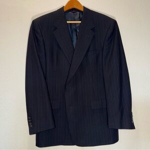 Hart Schaffner Marx Black light blue pinstriped Classic jacket blazer 42R 42